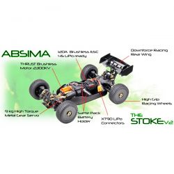 Absima pack éco Buggy 1/8 brushless Stoke V2 carrosserie rouge