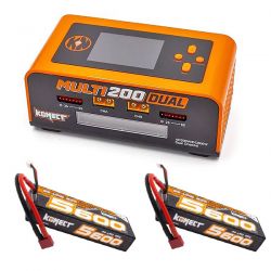 Pack Chargeur double sortie Multi200 + 2 batteries Li-Po 2S 7,4V 5600mAh