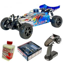 Pack eco buggy 1/10 thermique MHD Flash carrosserie bleue