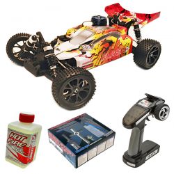 Pack eco buggy 1/10 thermique MHD Flash carrosserie jaune