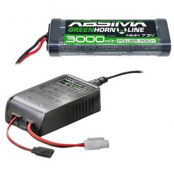 Pack mini chargeur Absima + batterie Ni-Mh 3000mAh 7,2v