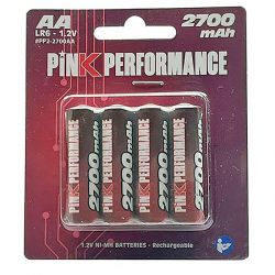 Pink Performance quatre piles rechargeables haute capacité R6 AA Ni-Mh 2700mAh
